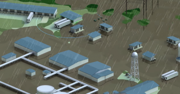 初步的2 d动画的事件导致2017年克罗斯比化工厂阿科玛双氧水有限公司遵循严格的开火,德克萨斯州